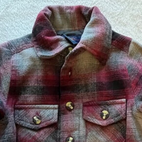Lil Hickory Burgundy & Black Plaid Shirt with Quilted Lining- Size 6 M - Picture 4 of 8